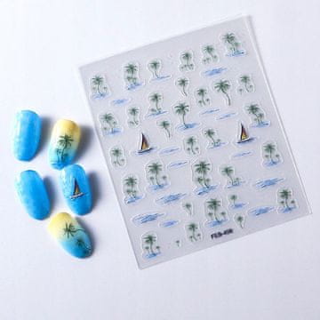shumee 3D nalepke za nohte, samolepilne, konveksne, z vzorci palm, jadrnic, vode