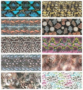 shumee 10x FOLIJA ZA PRENOS 10cmx4cm KOMPLET LEOPARD KAČA