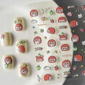 shumee 3D nalepke za nohte, samolepilne, konveksne, z vzorci pravljičnega ježka