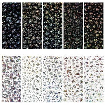 shumee 10x HOLOGRAFSKE FOLIJE ZA PRENOS 10cmx4cm BOŽIČNI KOMPLET SNEŽINK