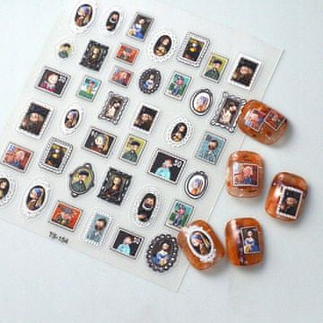 shumee 3D nalepke za nohte, samolepilne, konveksne, z vzorci, slika Mone Lise