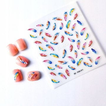 shumee 3D nalepke za nohte samolepilne reliefne vzorce PERJE