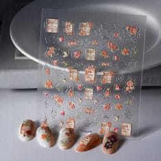 shumee 3D nalepke za nohte Samolepilne konveksne vzorci NAPISKI CVETJE VRTNICA