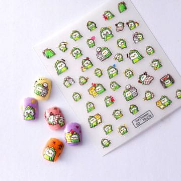 shumee Samolepilne konveksne 3D nalepke za nohte z vzorci MAČKA DINOZAVER