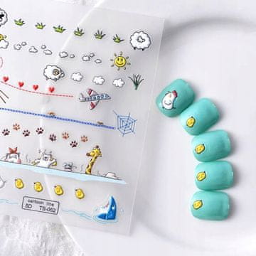 shumee 3D nalepke za nohte, samolepilne, konveksne, z vzorci RISANKE ŽIVALI