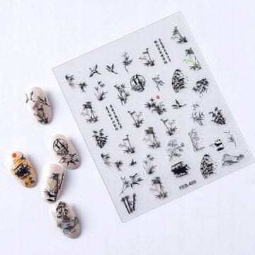 shumee 3D nalepke za nohte s samolepilnimi konveksnimi vzorci CHINA PANDA BAMBUS