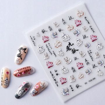 shumee 3D nalepke za nohte, samolepilne, konveksne, z vzorci risane lisice