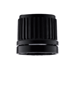 shumee 18/415 Črn HDPE pokrovček z varnostnim obročem x 100 kos. (10, 30, 100 ml plastenke)