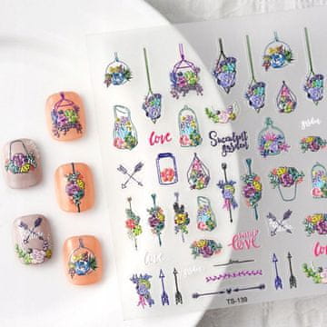 shumee 3D nalepke za nohte s samolepilnimi konveksnimi vzorci ŠOPEK ROŽ