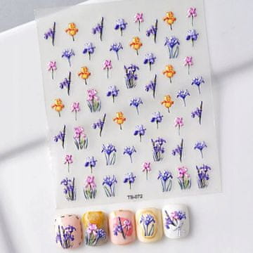 shumee 3D nalepke za nohte Samolepilne konveksne vzorci SPOMLADANSKO CVETLIČJE TRAVNIK