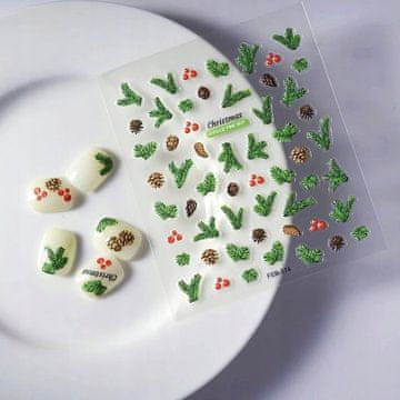 shumee BOŽIČNE 3D nalepke za nohte Samolepilni stožci Vzorci