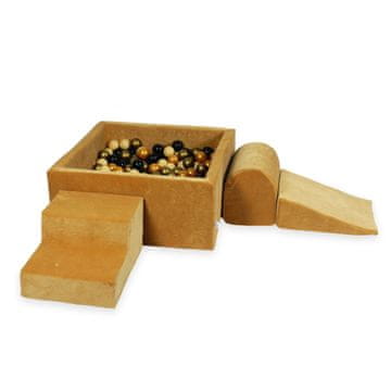 shumee Penasto igrišče s kvadratnim bazenom 90x90x40 Velvet soft caramel + 400 žog: staro zlato, svetlo roza, biser