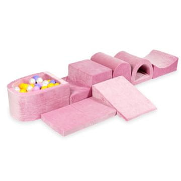 shumee Največje penasto igrišče z bazenom, micro Velvet nežno roza + 100 žog: heather, rumena, pudrasto roza, biserna