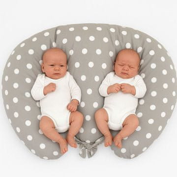 shumee Dvojna blazina za hranjenje + snemljiva prevleka - pike na sivi barvi