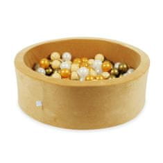 shumee Suhi bazen 90x30 Velvet Soft Carmel z 200 kroglami: bež, staro zlato, zlato, opalescentno