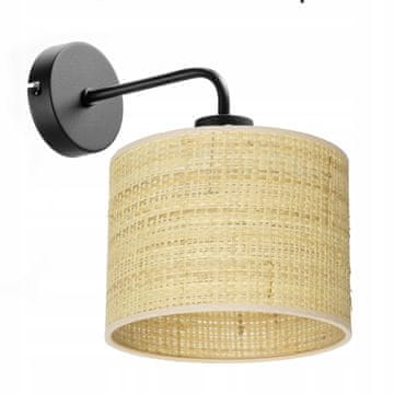moonlight KOVINSKA LED STENSKA SVETILKA Z RATANOM, SENČNIKOM E27, POLJSKA BOHO SVETILKA