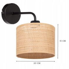 moonlight KOVINSKA LED STENSKA SVETILKA Z RATANOM, SENČNIKOM E27, POLJSKA BOHO SVETILKA