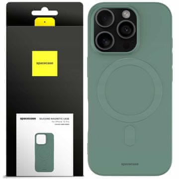 shumee Silikonski magnetni ovitek SC za iPhone 16 Pro temno zelene barve