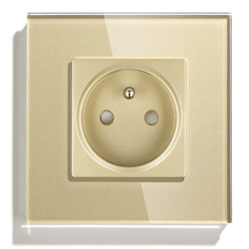 shumee Enojna zlata 230V električna vtičnica s steklenim okvirjem