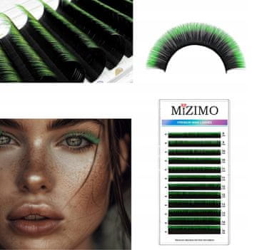 shumee Posamezne trepalnice 8-15 mm, D-kodrane, 12 trakov OMBRE ČRNO-ZELENE