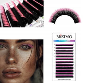 shumee Posamezne trepalnice 8-15 mm, D-kodrane, 12 trakov OMBRE ČRNO-ROZA