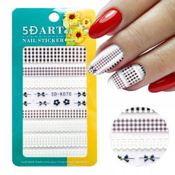 shumee 5D nalepke za nohte s karirastimi vzorci