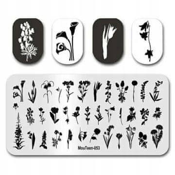shumee Vzorci plošč za žigosanje nohtov POMLAD POLETJE CVETJE TRAVNIK
