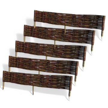 shumee KOMPLET 5 pletenih vrtnih obrob. Vrtna palisada. Pletena ograja 100 cm