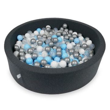 shumee Suhi bazen 110x30cm grafit s 400 kroglicami: svetlo modra, srebrna, prozorna, bela