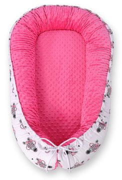 shumee Otroški kokon, dvostranski, stajica, previjalnik, Premium BOBONO minky - roza zebre