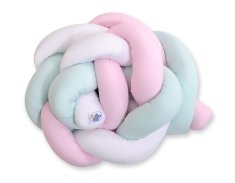 MY SWEET BABY Pleten ščitnik za posteljico - bel, roza in mint