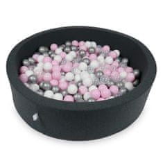 shumee Suhi bazen 110x30cm grafit s 400 kroglicami: svetlo roza, bela, srebrna, prozorna