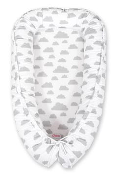 shumee Otroški kokon, obojestranski, stajica, previjanje, Premium BOBONO - sivi oblaki