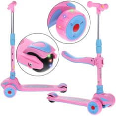 shumee 2-v-1 tricikel za uravnoteženje s svetlečimi kolesi, zložljiv - roza