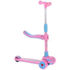 shumee 2-v-1 tricikel za uravnoteženje s svetlečimi kolesi, zložljiv - roza