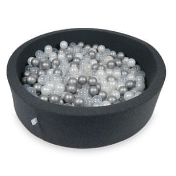 shumee Suhi bazen 110x30cm grafit s 400 kroglicami: perla, srebrna, prozorna