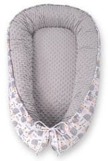 Bobono Otroški kokon, dvostranski, ograda, povijalna povoja, Premium minky - sivi ježki