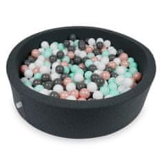 shumee Suhi bazen 110x30cm grafit s 400 kroglicami: bela, roza zlato, svetlo mint, grafit