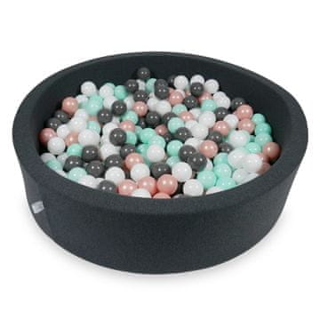 shumee Suhi bazen 110x30cm grafit s 400 kroglicami: bela, roza zlato, svetlo mint, grafit