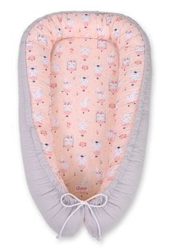 shumee Otroški kokon, dvostranski, stajica, previjalnik, Premium BOBONO - roza zajčki balerinke