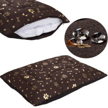 shumee Welsti rjava blazina za psa z zlatimi kostmi in tačkami L 100x70 wigofil