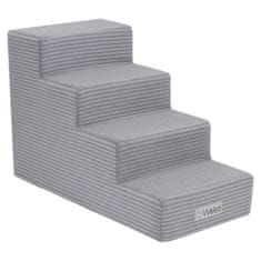 shumee Welsti pasje stopnice 40 cm s 4 stopnicami iz sivega velveta