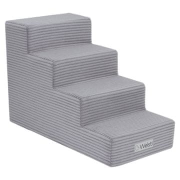 shumee Welsti pasje stopnice 40 cm s 4 stopnicami iz sivega velveta