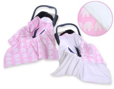 Bobono Velika otroška pregrinjala za nosilni sedež vozička, dvostranska - Pink Elephants