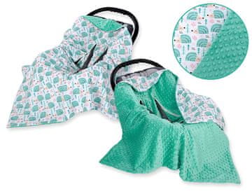 shumee Velika otroška pregrinjala za sedež nosilke vozička, dvostranska - mint ježki