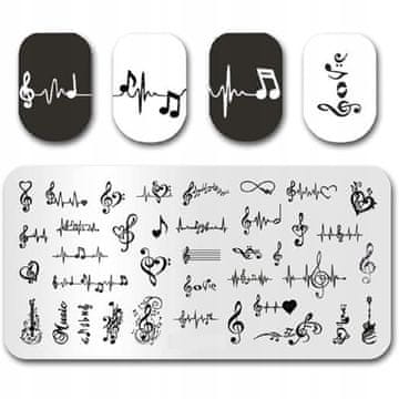 shumee Vzorci plošč za žigosanje nohtov GLASBENE NOTE VISOLINSKI KLJUČ