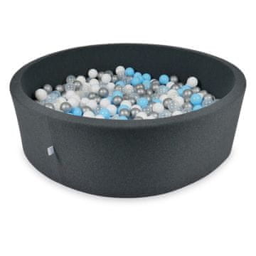 shumee Suhi bazen 130x40cm grafit s 700 kroglicami: svetlo modra, srebrna, prozorna, bela