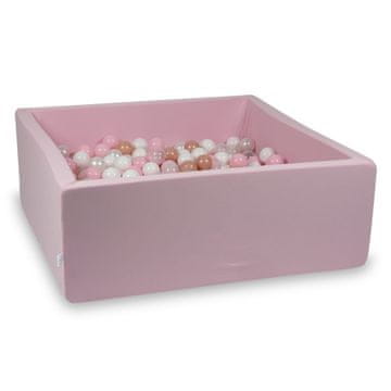 shumee Suhi bazen puder roza 110x110x40 s 600 kroglicami: prozorna, bela, biserna, svetlo roza, rožnato zlata