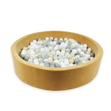 shumee Suhi bazen 130x30 Velvet Soft Carmel s 600 kroglicami: prozorna, bela, biserna, siva, svetlo zlata