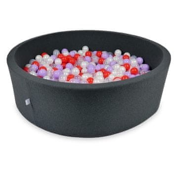 shumee Suhi bazen 130x40cm grafit s 700 kroglami: prozorna, biserna, resje, rdeča